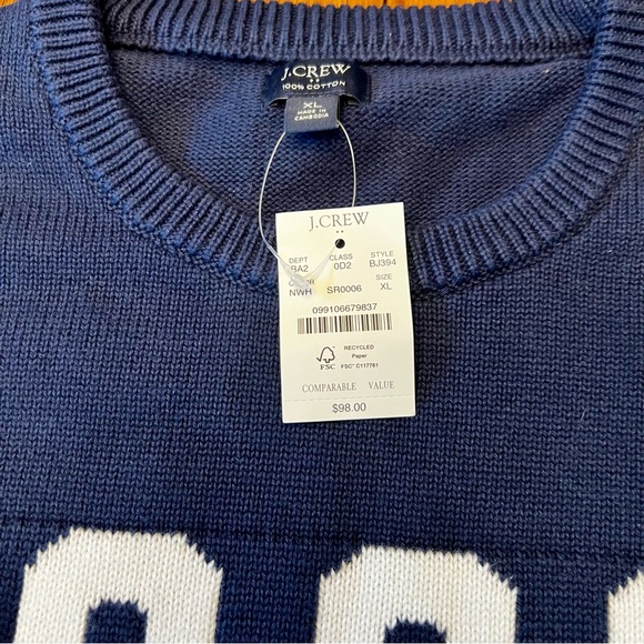J. Crew Navy Blue Crewneck Sweater with 1983 Design - Picture 2 of 8
